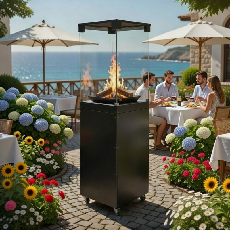 parasol grzewczy RZYM w ogródku restauracyjnym