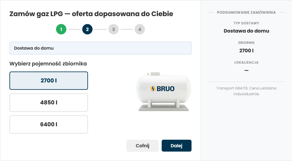 Zamówienie gazu LPG