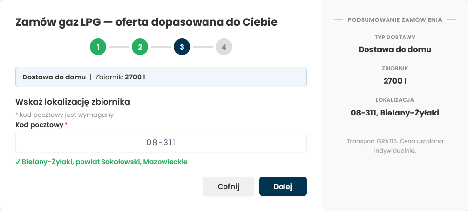 Dostawa gazu do zbiornika LPG