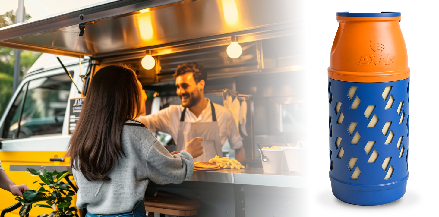 Butla kompozytowa w food trucku — lekka i przezroczysta butla gazowa