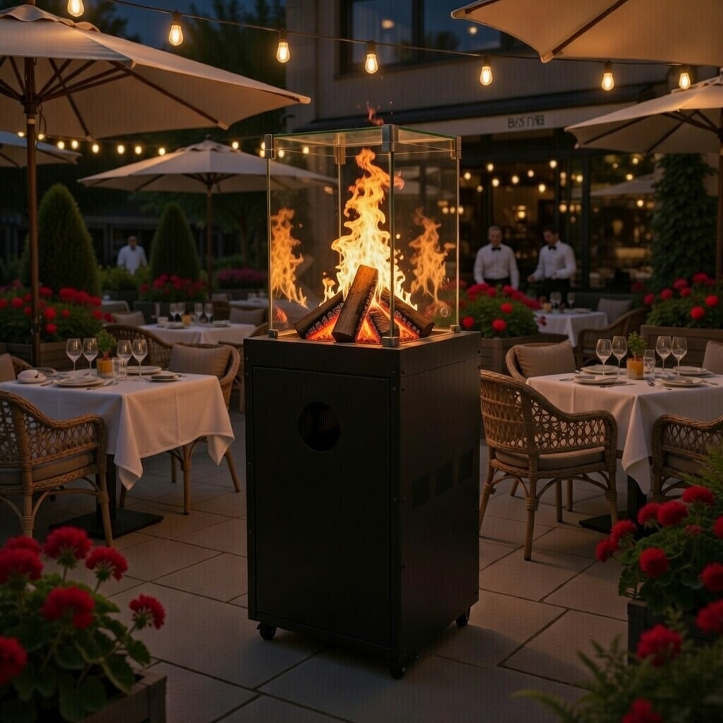 Ogrzewacz Tarasowy P1203B - Gazowe palenisko z prawdziwym płomieniem 8 kW